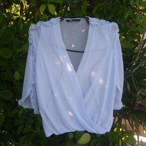 Zara ruffle sleeve blouse